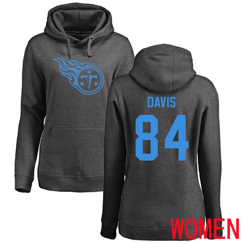 Tennessee Titans Ash Women Corey Davis One Color NFL Football #84 Pullover Hoodie Sweatshirts